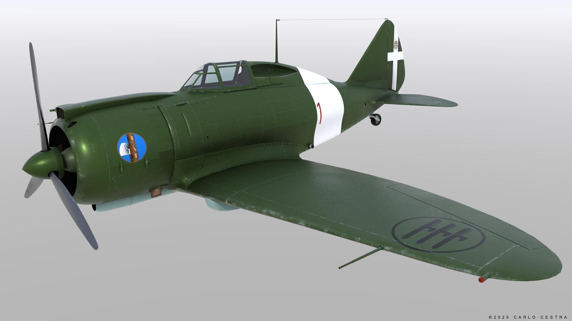 Re2000 Falco I - Catapult version - Not rigged Low-poly 3D model_3