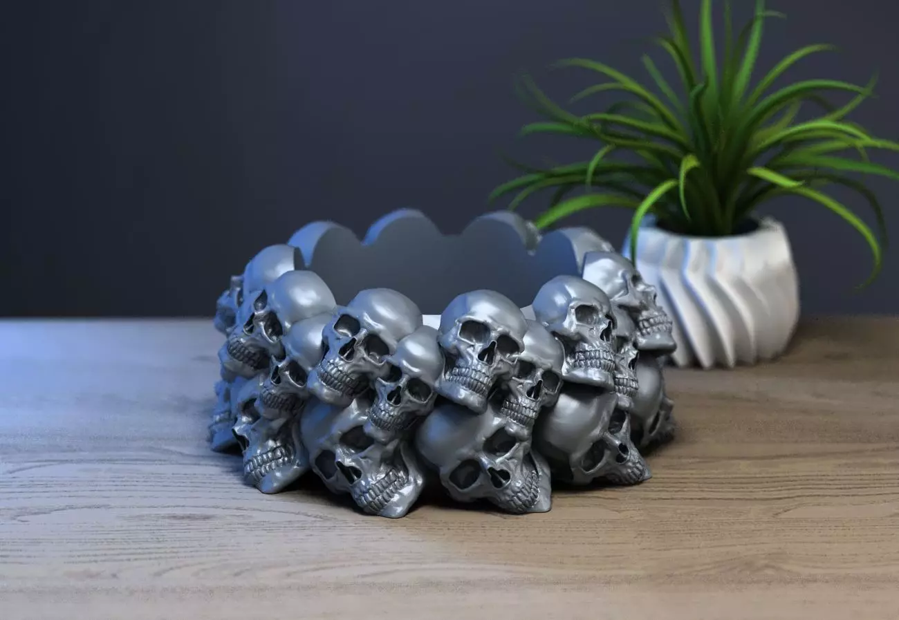 skull ashtray biomechanical skull ashtray robot ashtray 3D print model