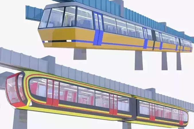 Elevated trains bundle III 3D Model Collection
