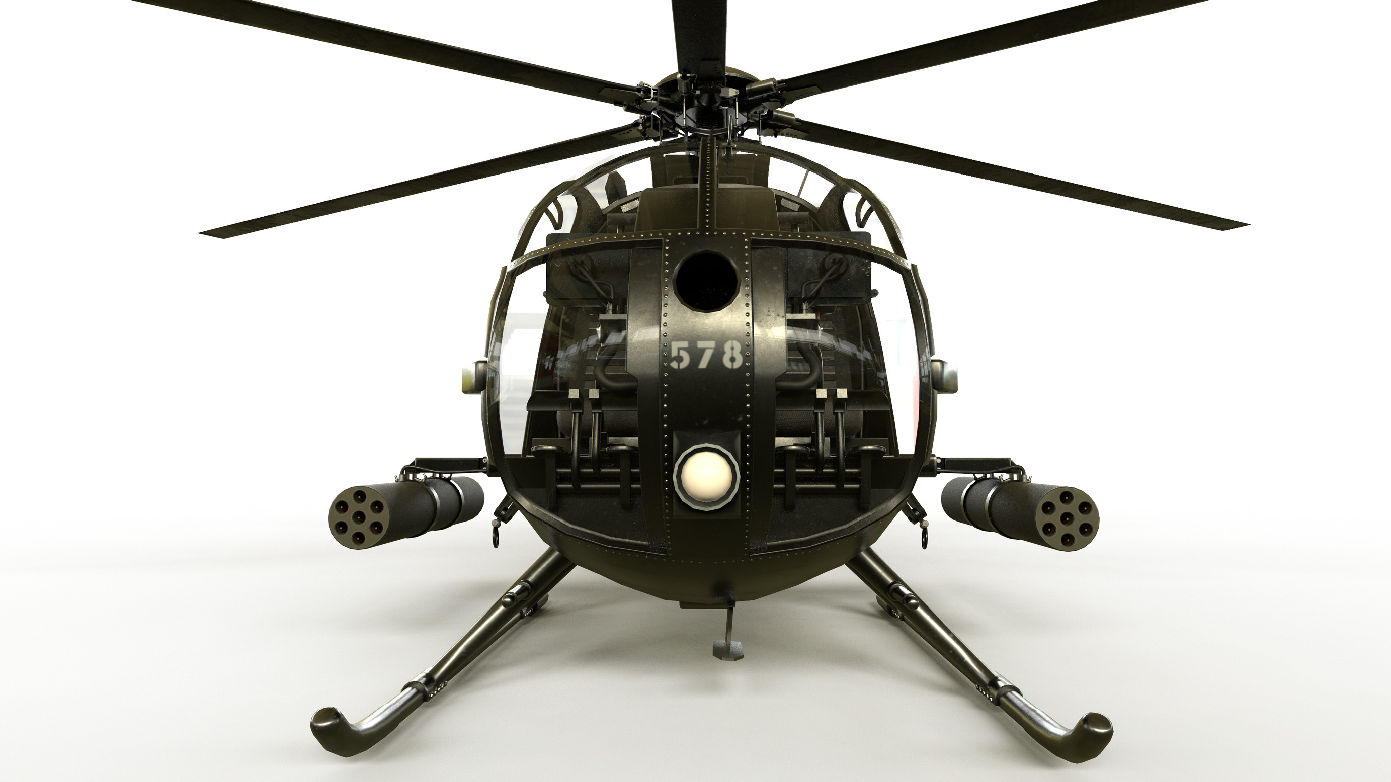 Helicopter MH-6 Game Ready Low-poly 3D model_5