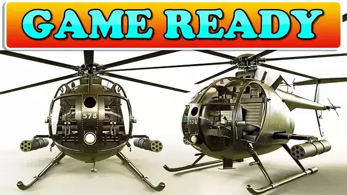 Helicopter MH-6 Game Ready Low-poly 3D model