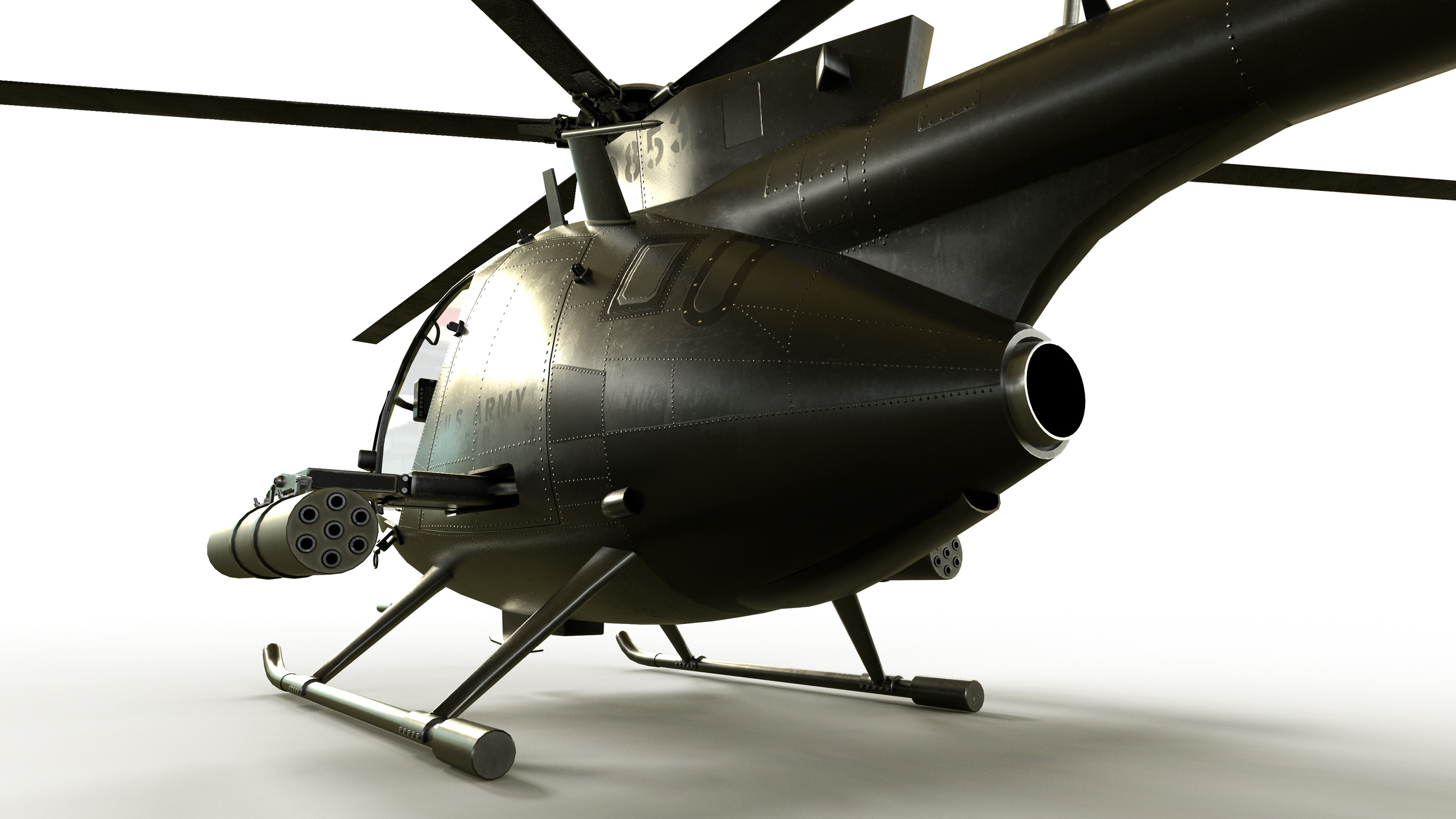 Helicopter MH-6 Game Ready Low-poly 3D model_3