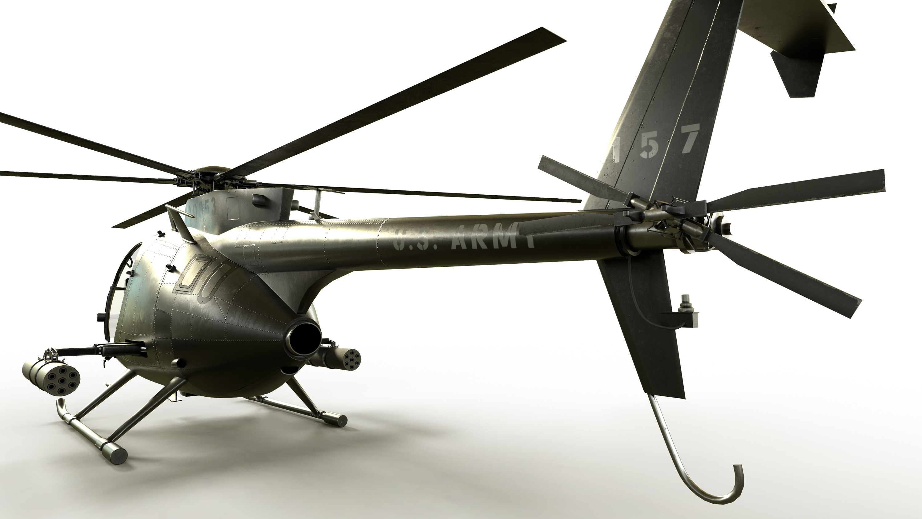 Helicopter MH-6 Game Ready Low-poly 3D model_4