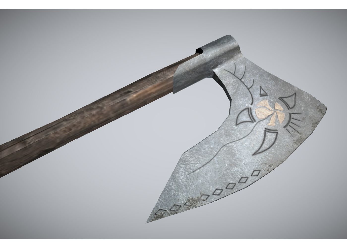 medieval low poly axe Free low-poly 3D model_0