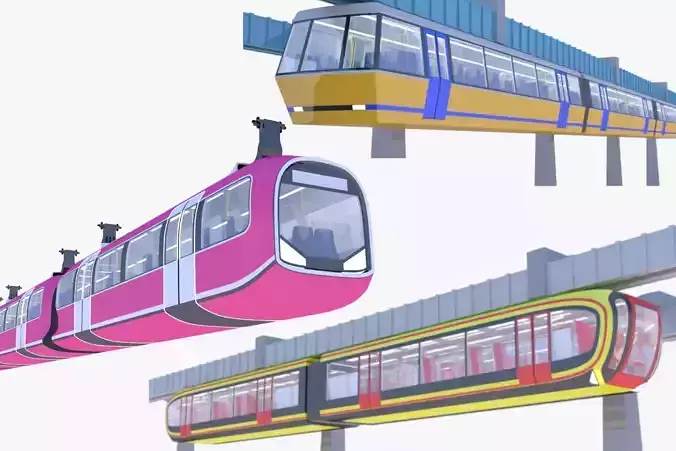 Elevated trains bundle IV 3D Model Collection