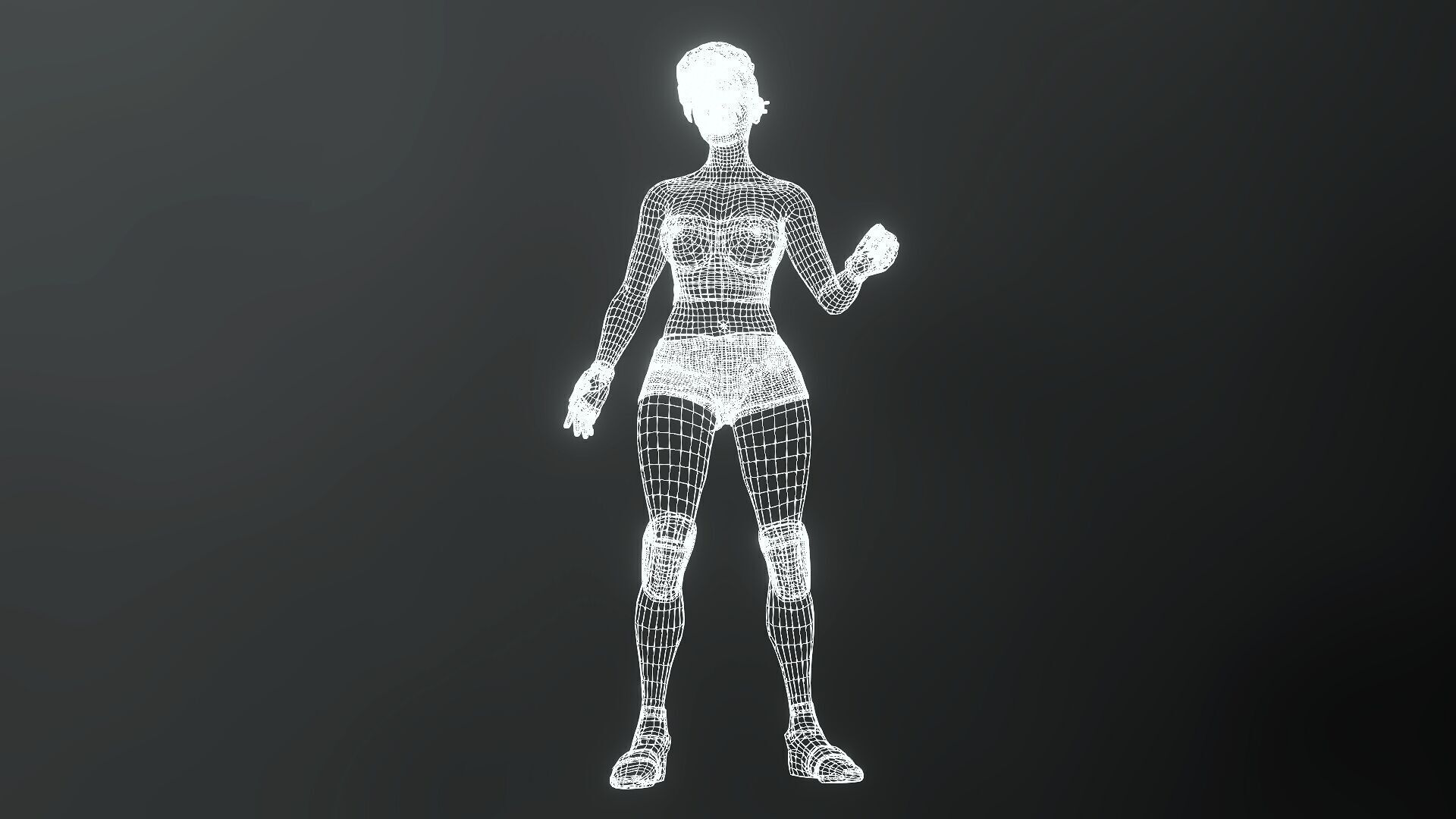 Cartoonish Female Fighter Low-poly 3D model_16