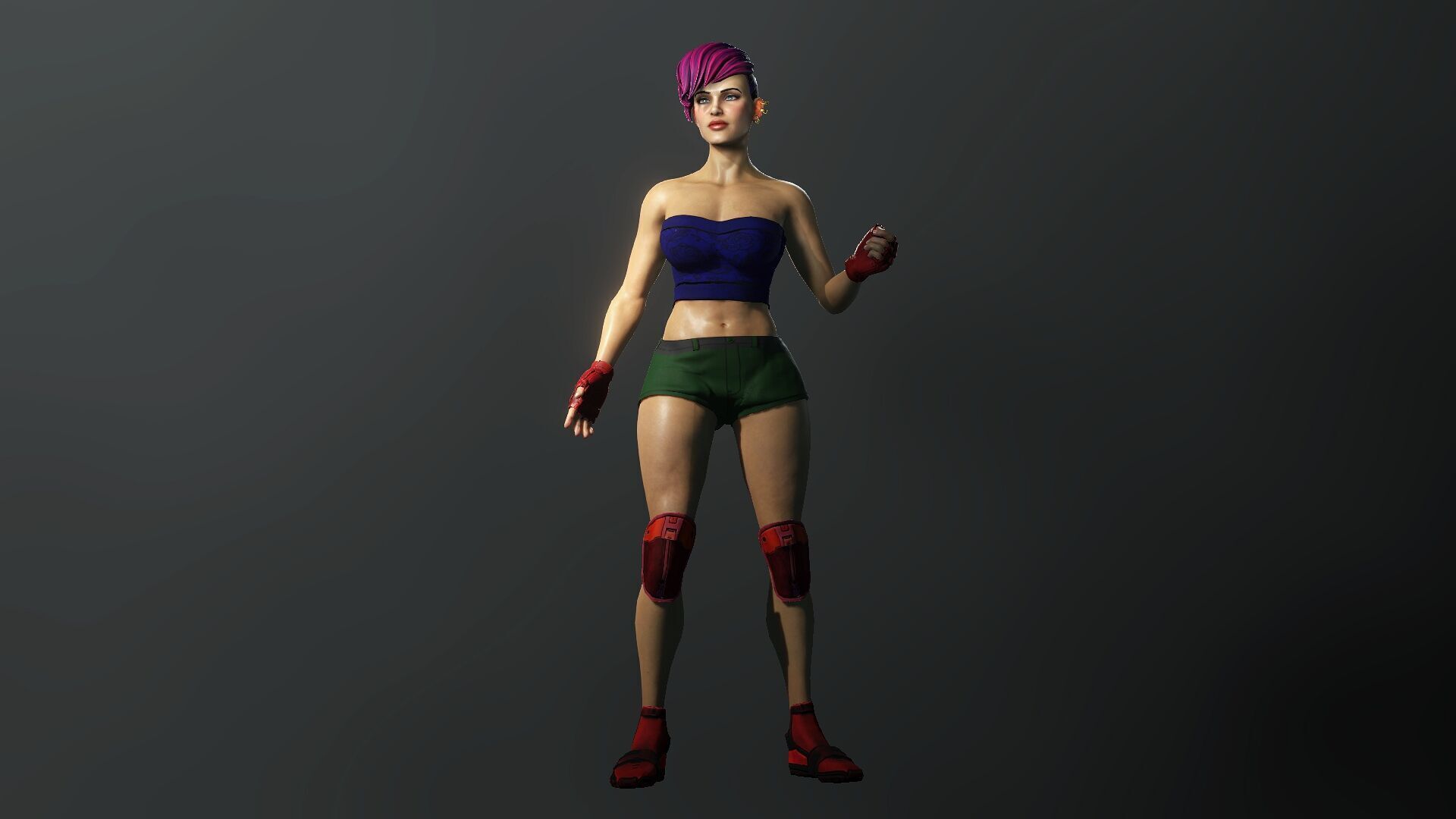 Cartoonish Female Fighter Low-poly 3D model_13