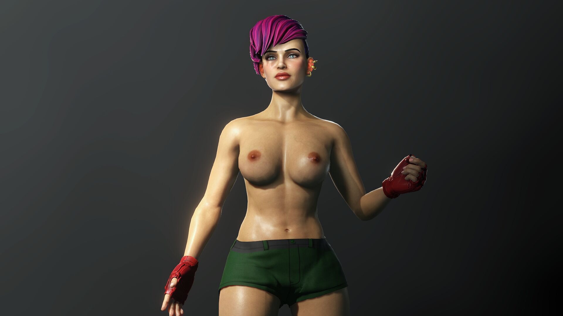 Cartoonish Female Fighter Low-poly 3D model_1