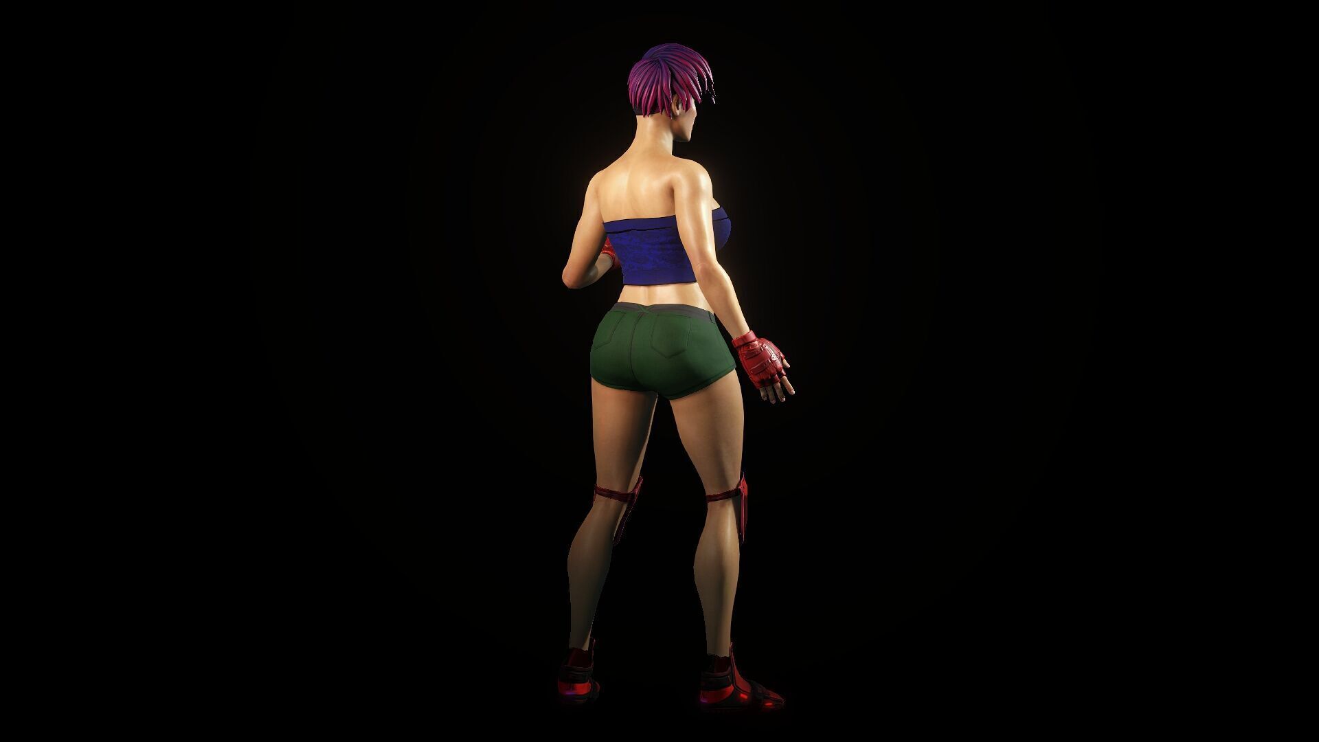 Cartoonish Female Fighter Low-poly 3D model_10