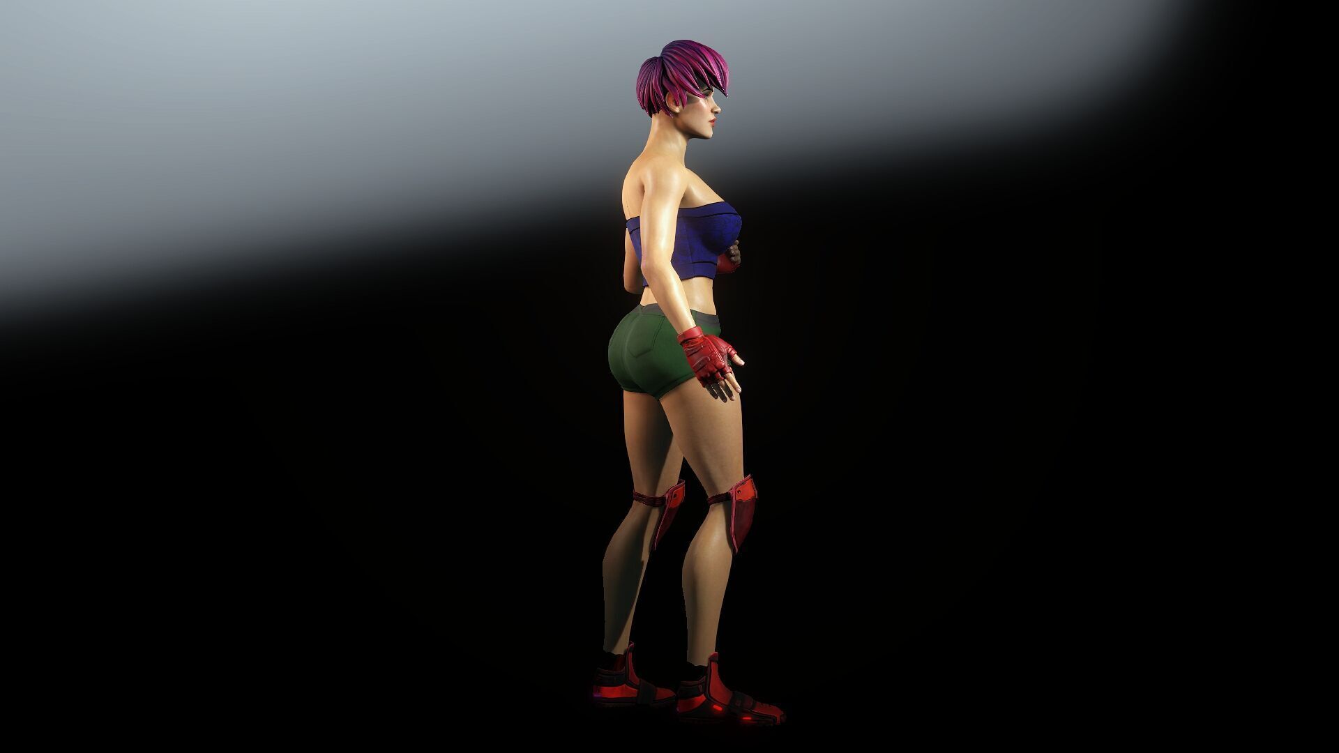 Cartoonish Female Fighter Low-poly 3D model_11