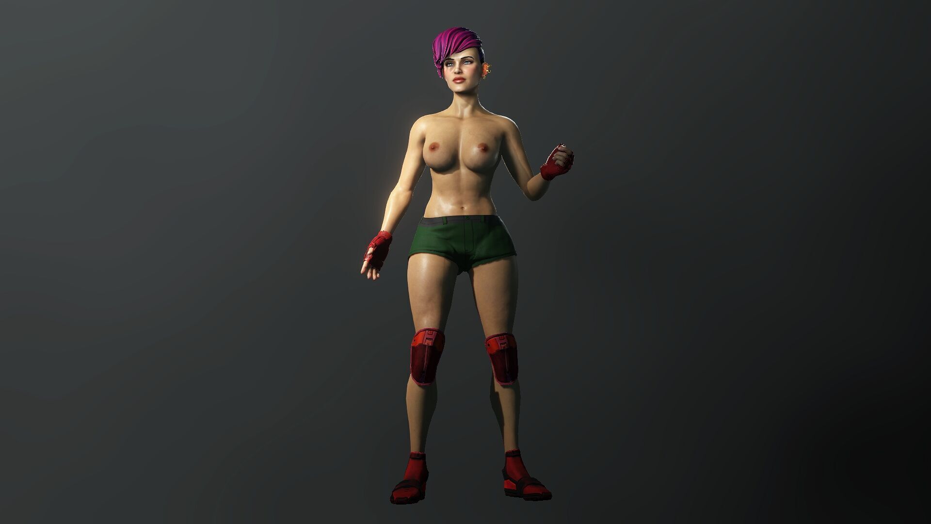 Cartoonish Female Fighter Low-poly 3D model_14