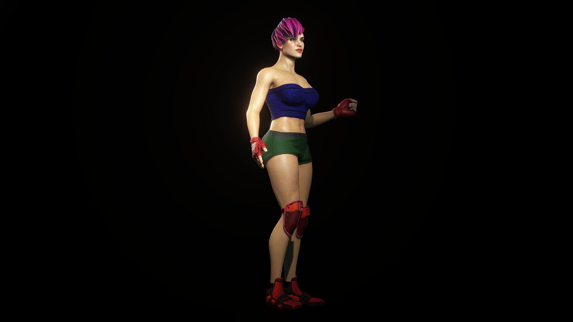 Cartoonish Female Fighter Low-poly 3D model_12