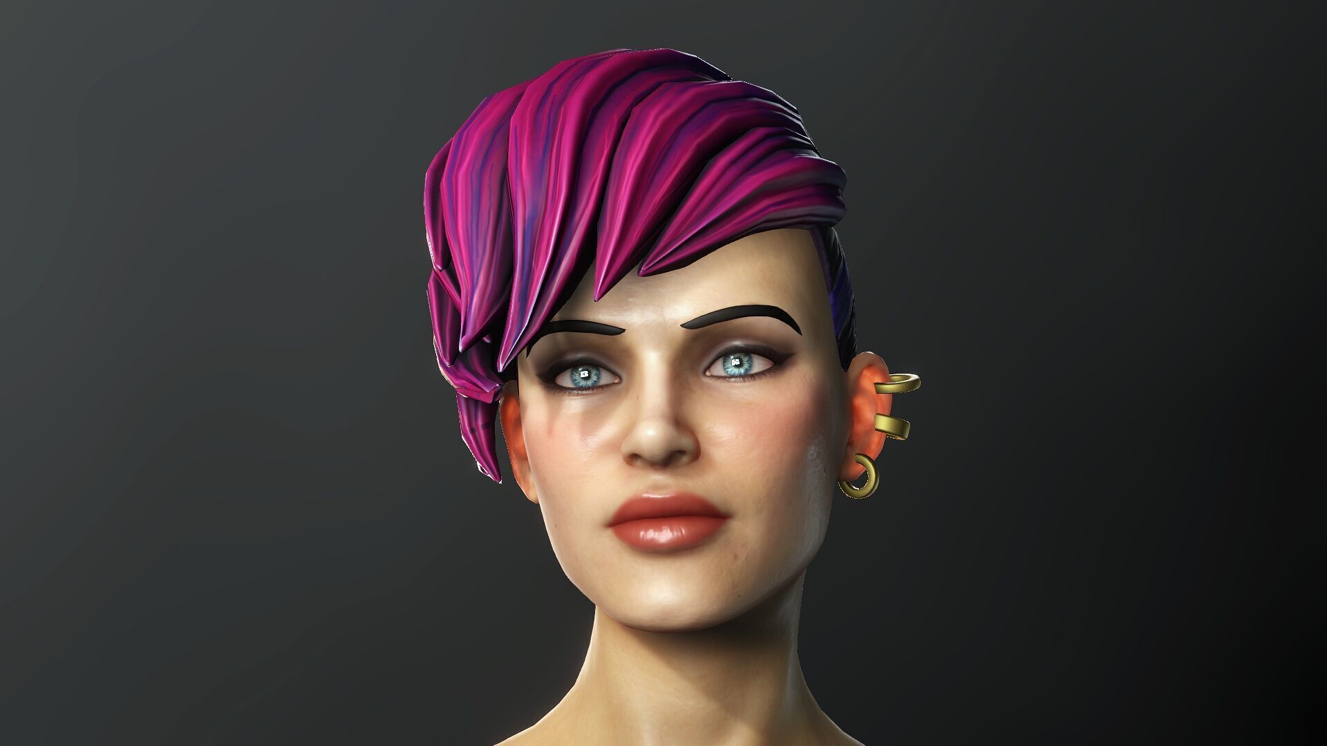 Cartoonish Female Fighter Low-poly 3D model_2