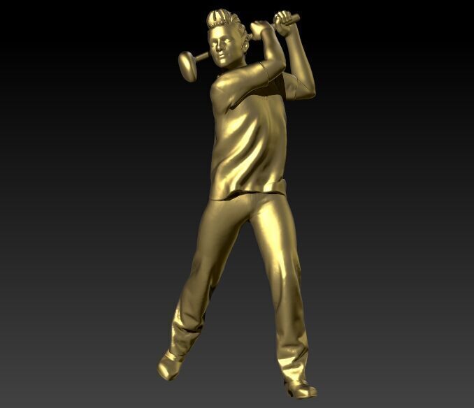Golf Player Pendant 3D print model_1
