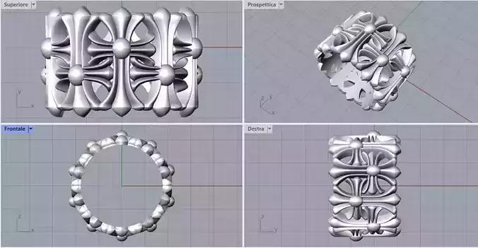 Chrome Hearts double cross ring Anello doppia croce mis 16 heart 3D print model