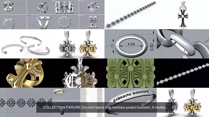 COLLECTION PARURE Chrome Hearts ring necklace pedant bracelet 
