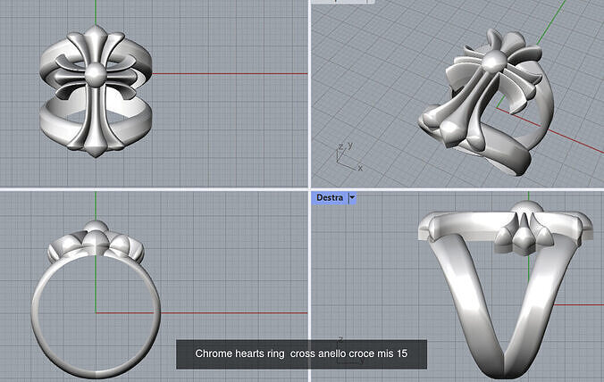 Chrome Hearts pendant ring cross double cross  bracelet 18cm  3D Model Collection