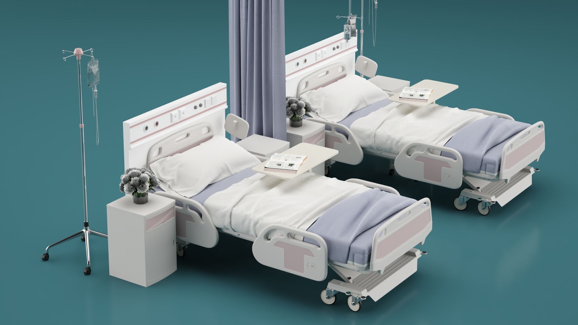 Modern Hospital Bed 3D model_9