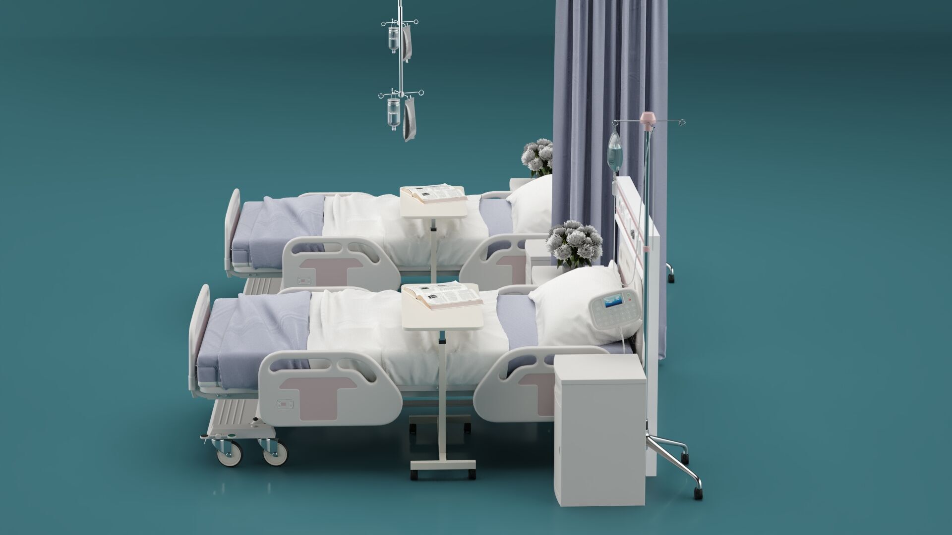 Modern Hospital Bed 3D model_7