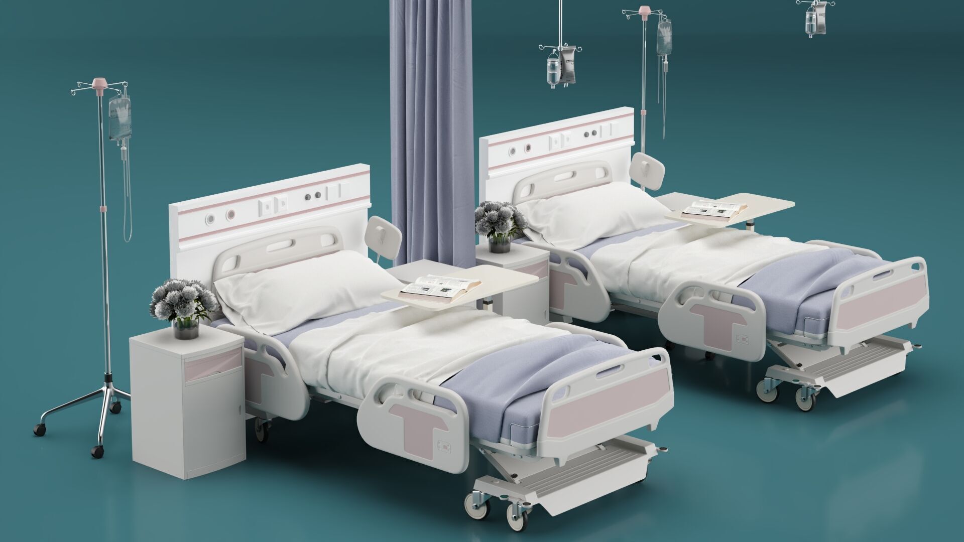 Modern Hospital Bed 3D model_2