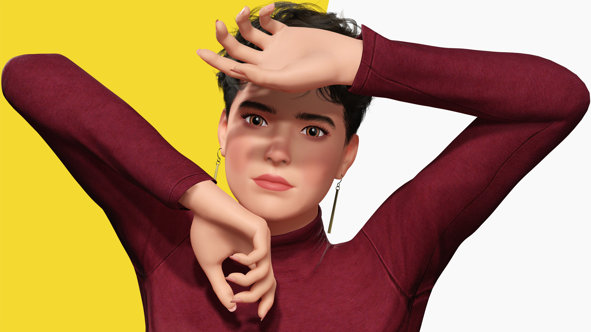 Confident and Modern Look Elegant Low-poly 3D model_8