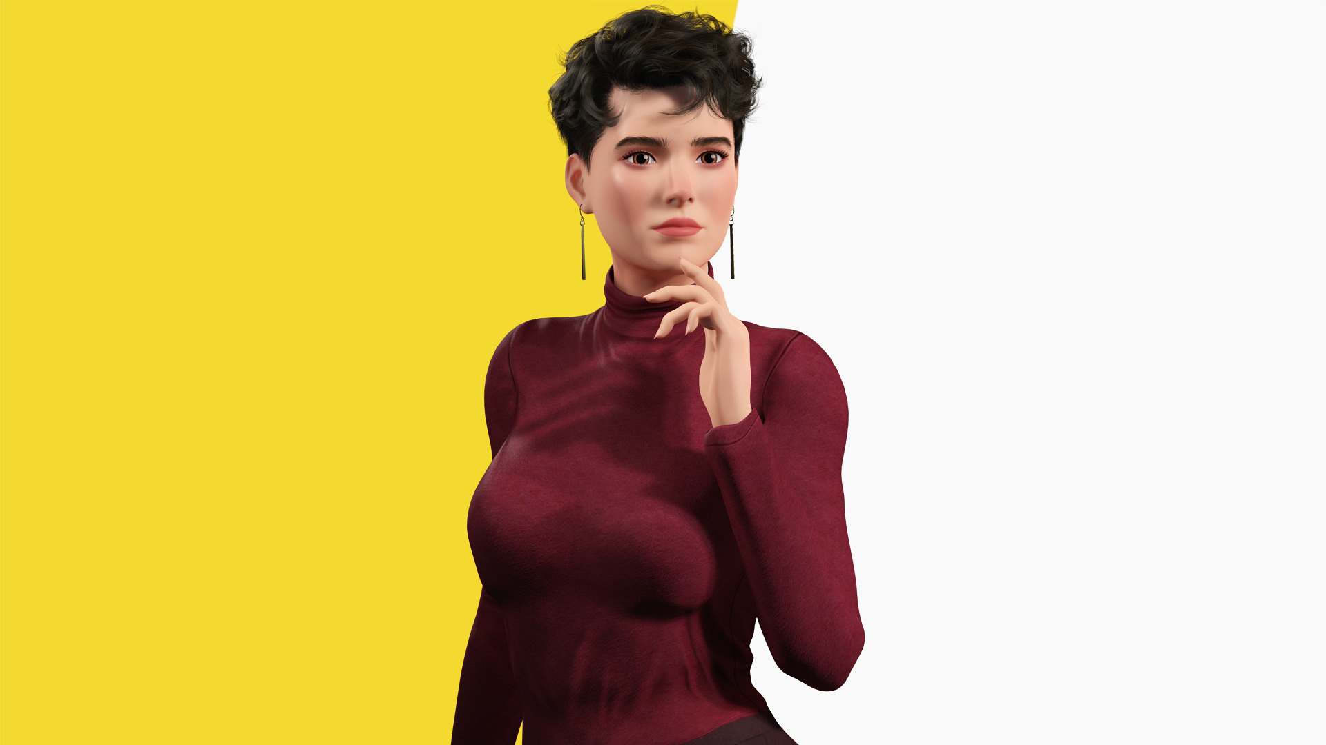 Confident and Modern Look Elegant Low-poly 3D model_9