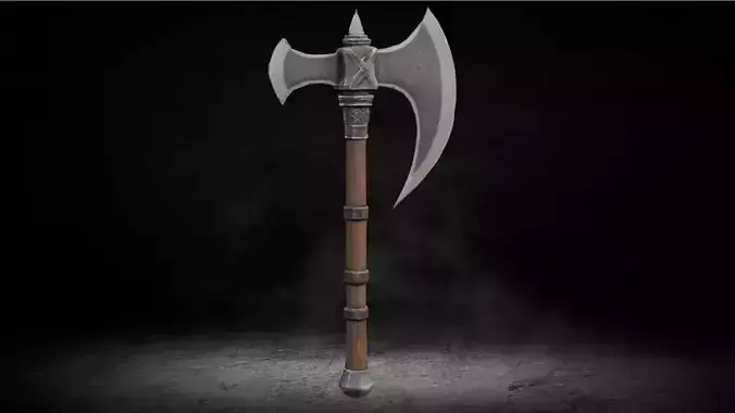 Viking - Medieval OneHand Battle Axe Low-poly 3D Model