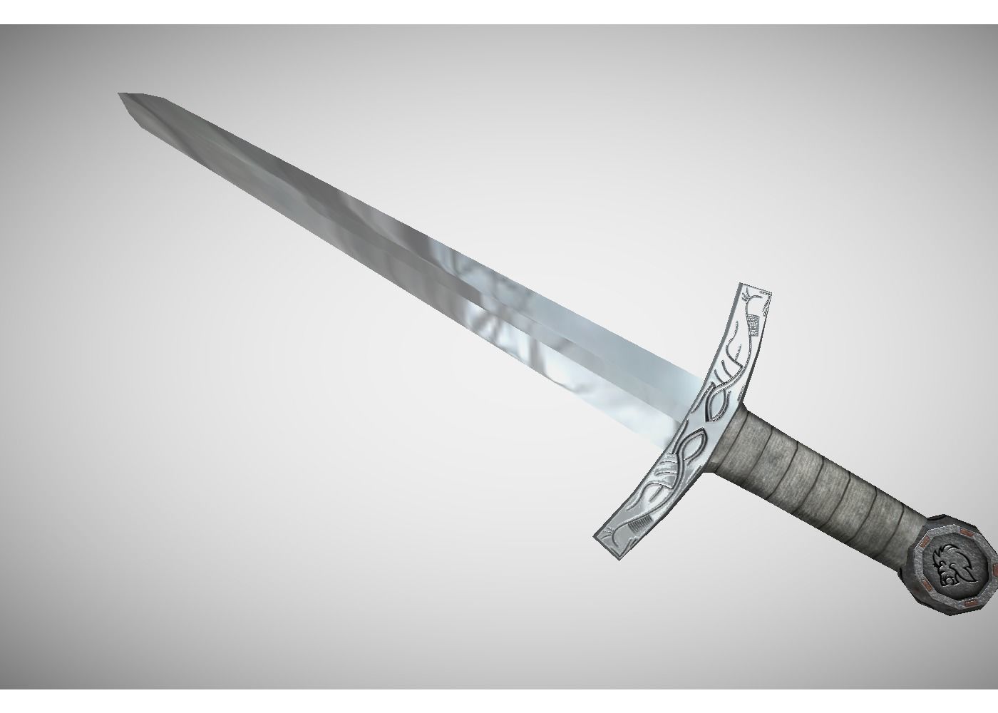 middle ages sword Low-poly 3D model_5