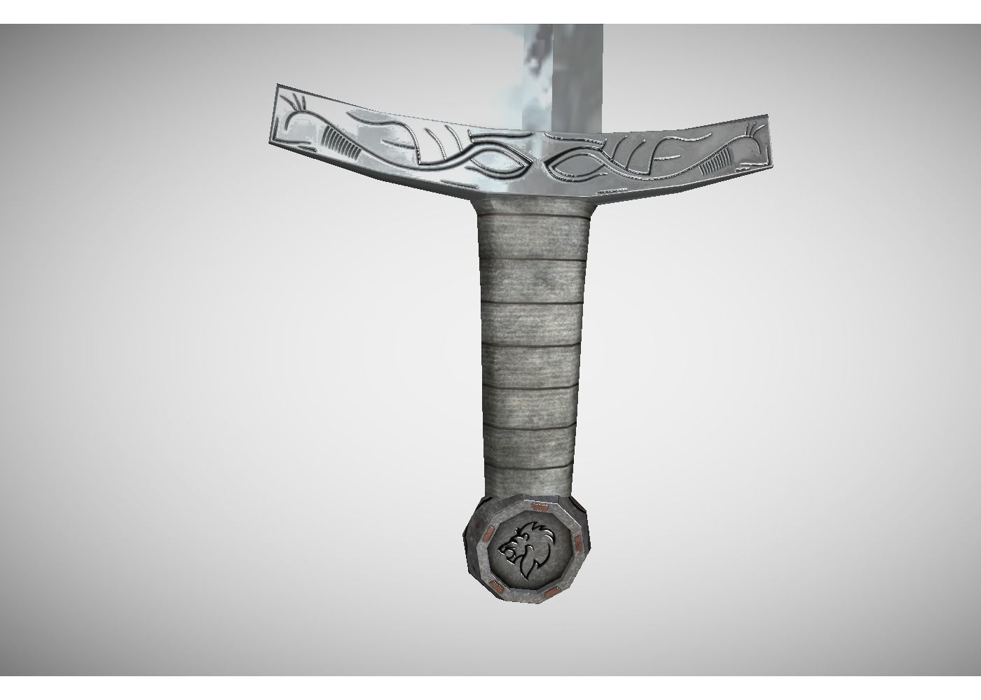 middle ages sword Low-poly 3D model_1