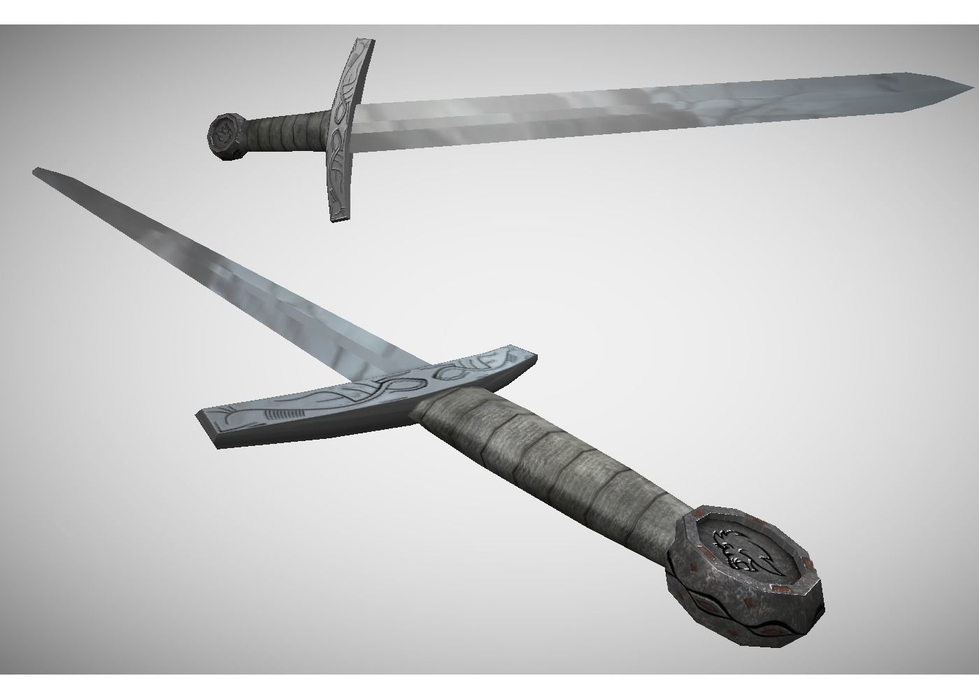 middle ages sword Low-poly 3D model_9