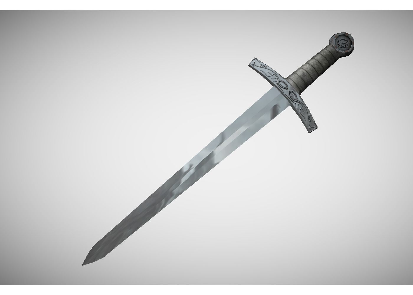 middle ages sword Low-poly 3D model_0