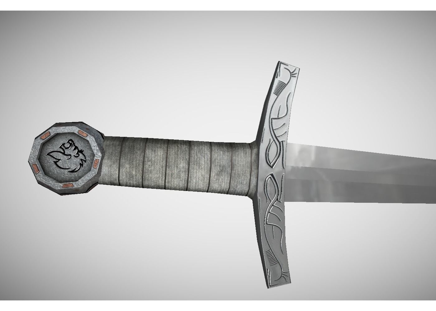 middle ages sword Low-poly 3D model_6