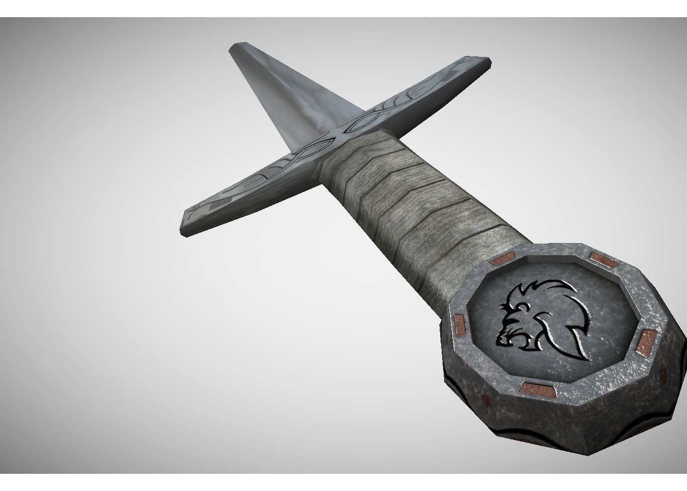 middle ages sword Low-poly 3D model_7