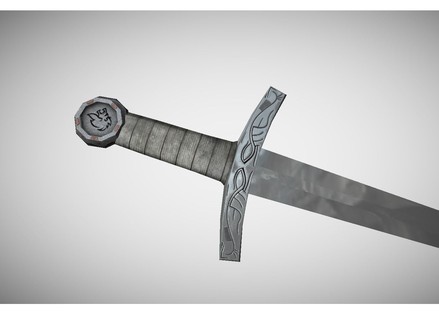 middle ages sword Low-poly 3D model_2