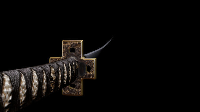 Katana Square Guard Low-poly 3D model