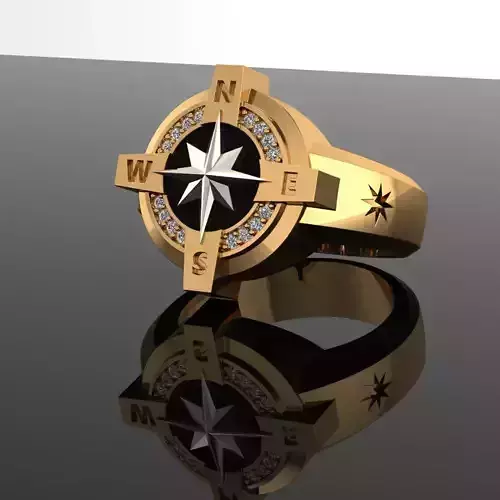 Men Ring Star Compass