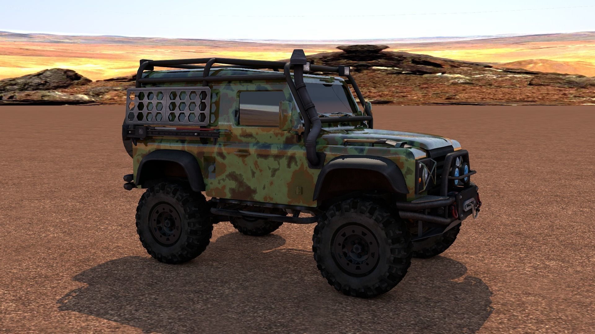 Land Rover Defender Off-Road Low-poly 3D model_2