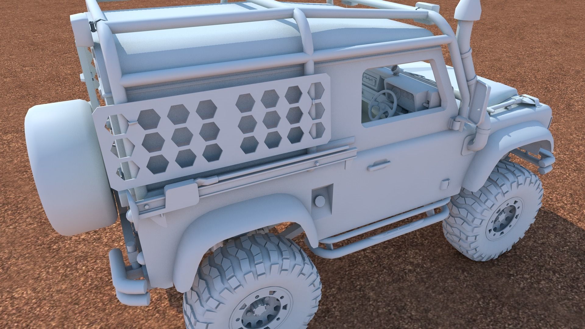 Land Rover Defender Off-Road Low-poly 3D model_10