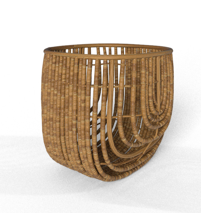 Rattan Flow Basket Low-poly 3D model_2