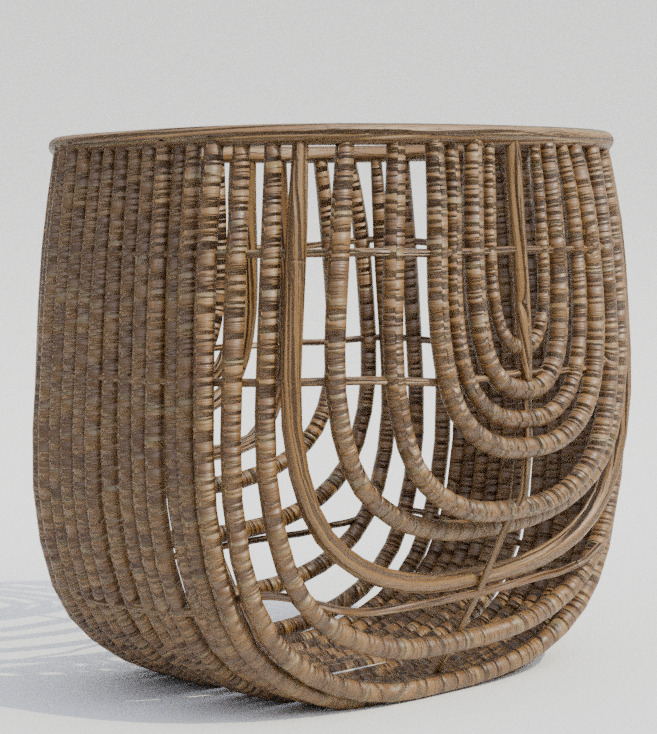 Rattan Flow Basket Low-poly 3D model_4