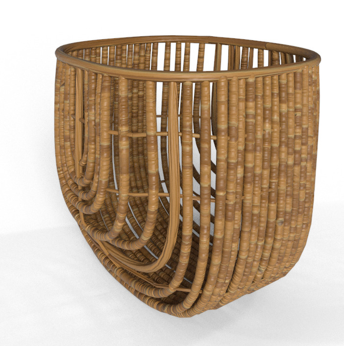 Rattan Flow Basket Low-poly 3D model_3