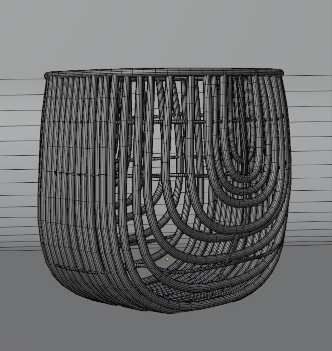 Rattan Flow Basket Low-poly 3D model_1