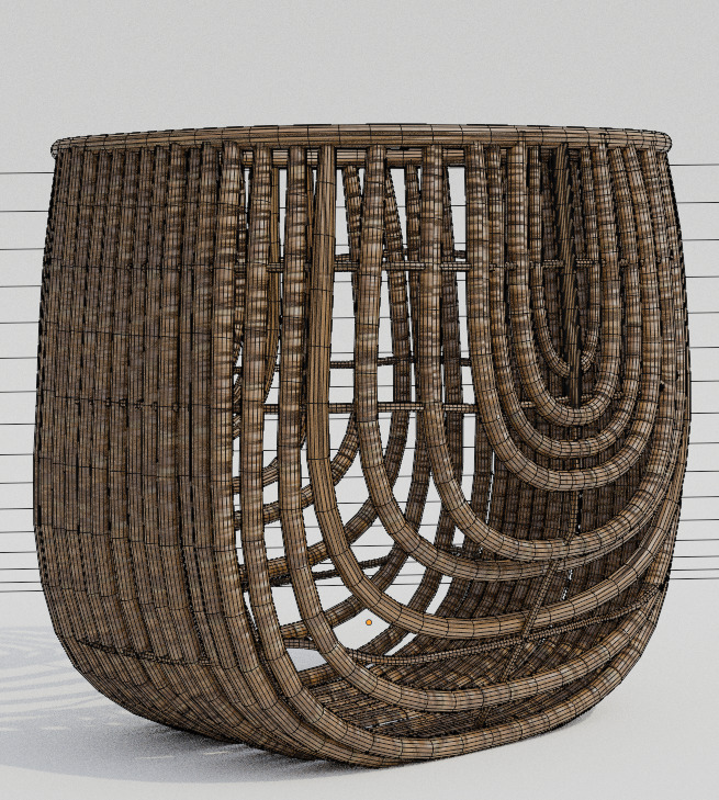 Rattan Flow Basket Low-poly 3D model_5
