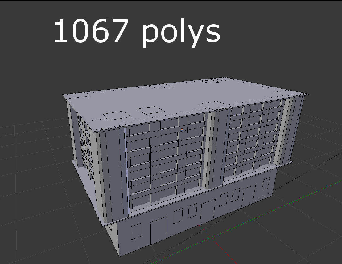 Office Building Low-poly 3D model_5