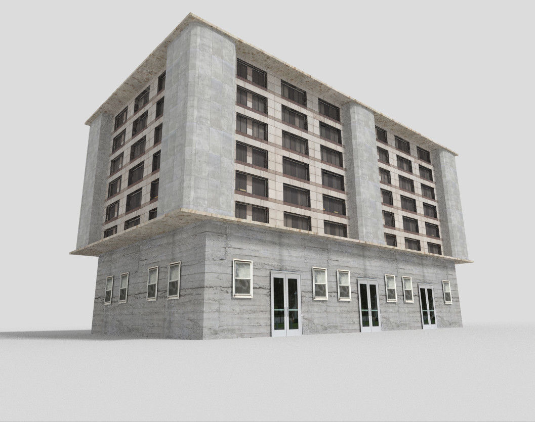 Office Building Low-poly 3D model_3