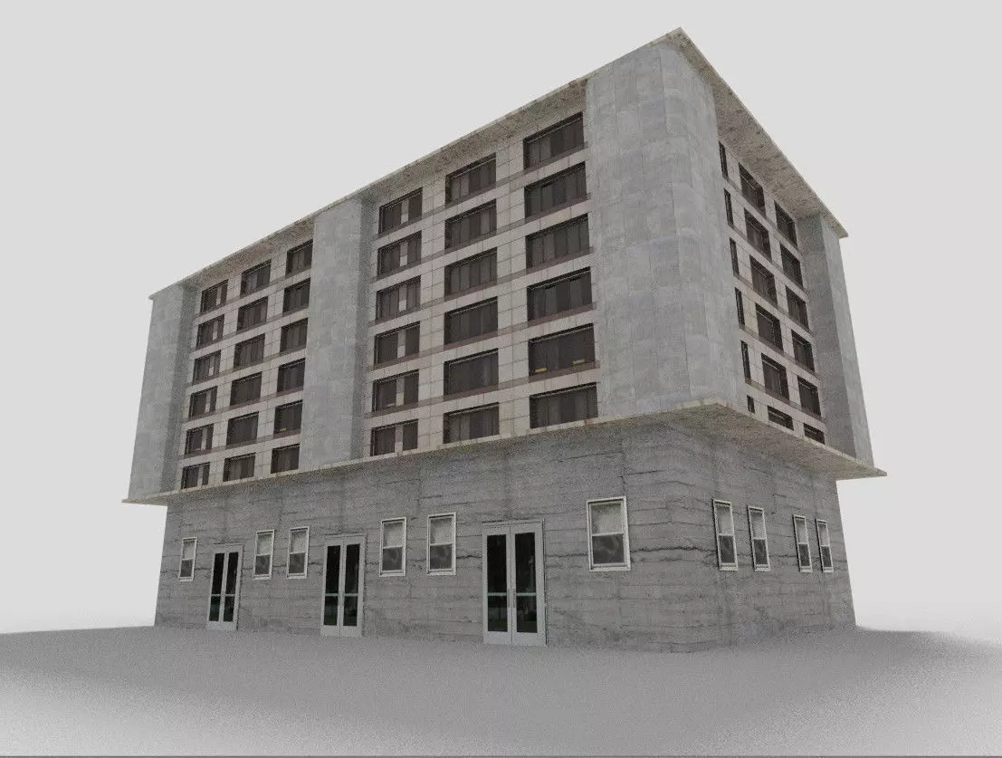 Office Building Low-poly 3D model_0