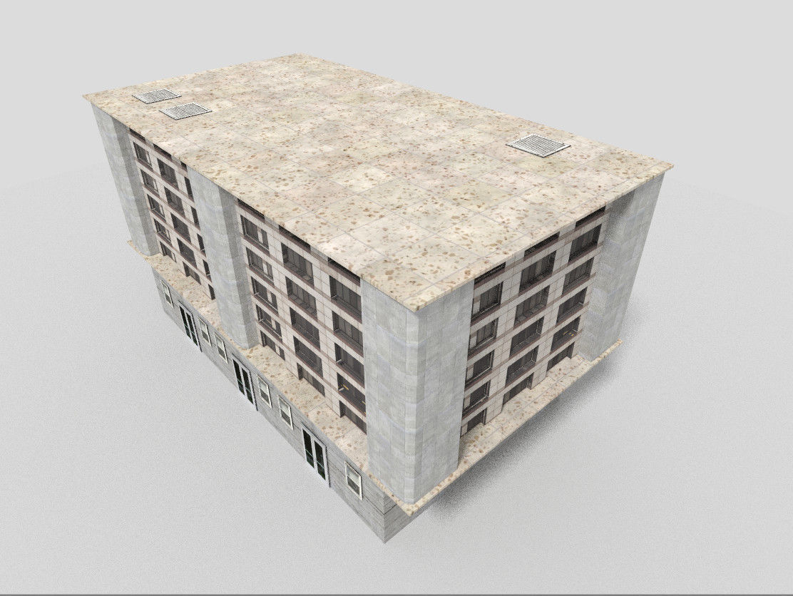 Office Building Low-poly 3D model_4