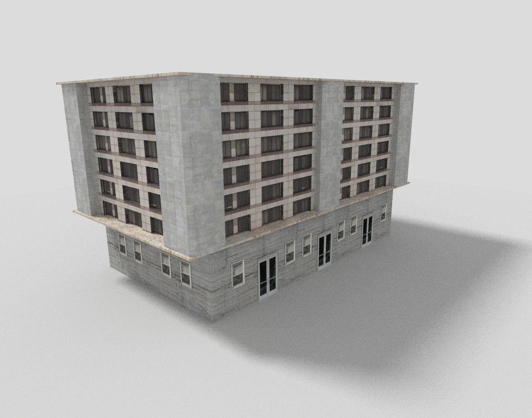 Office Building Low-poly 3D model_2