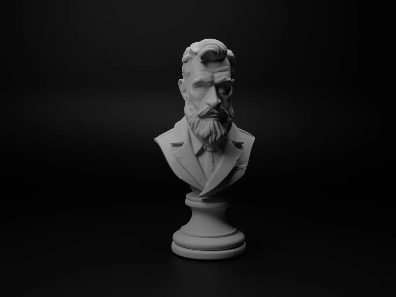 Barber Bust Chess 3D print model_0