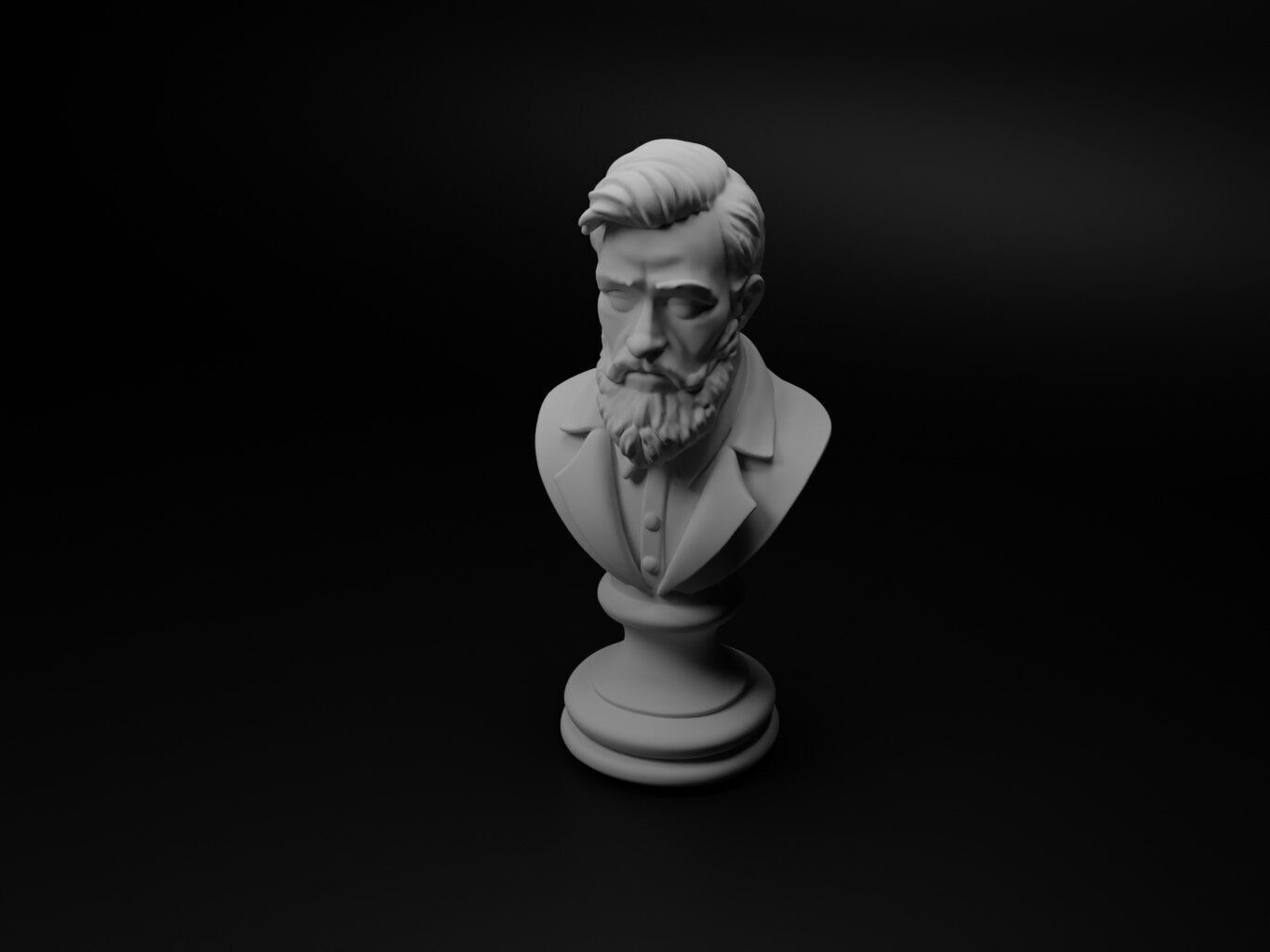 Barber Bust Chess 3D print model_1